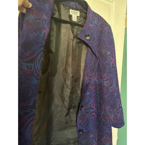 Vintage Pendleton Women's Wool Paisley Jacket Size 16W Purple & Blue Button-Up L - Picture 5 of 5